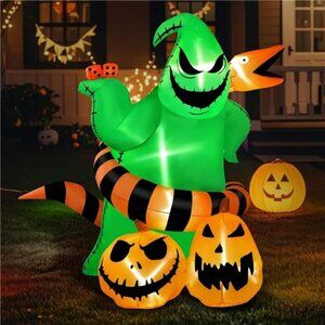6FT Halloween Inflatables Outdoor Decoration, Green Monster & Python